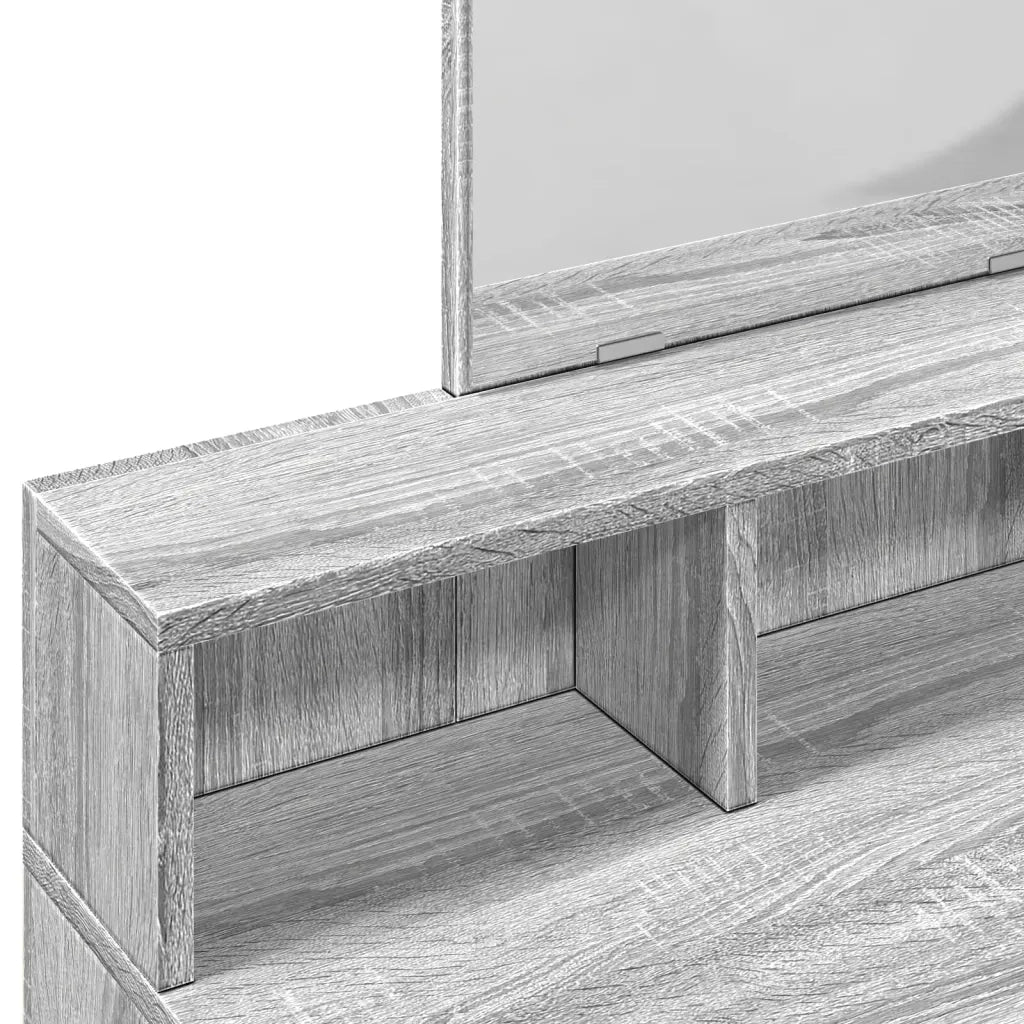 Toeletta con Specchio-Tavolo da Vanit¨¤ Grigio Sonoma 80x41x144,5 cm