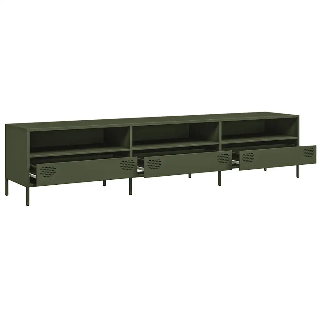 Mobile TV Verde Oliva 202x39x43,5 cm Acciaio Laminato a Freddo 851350