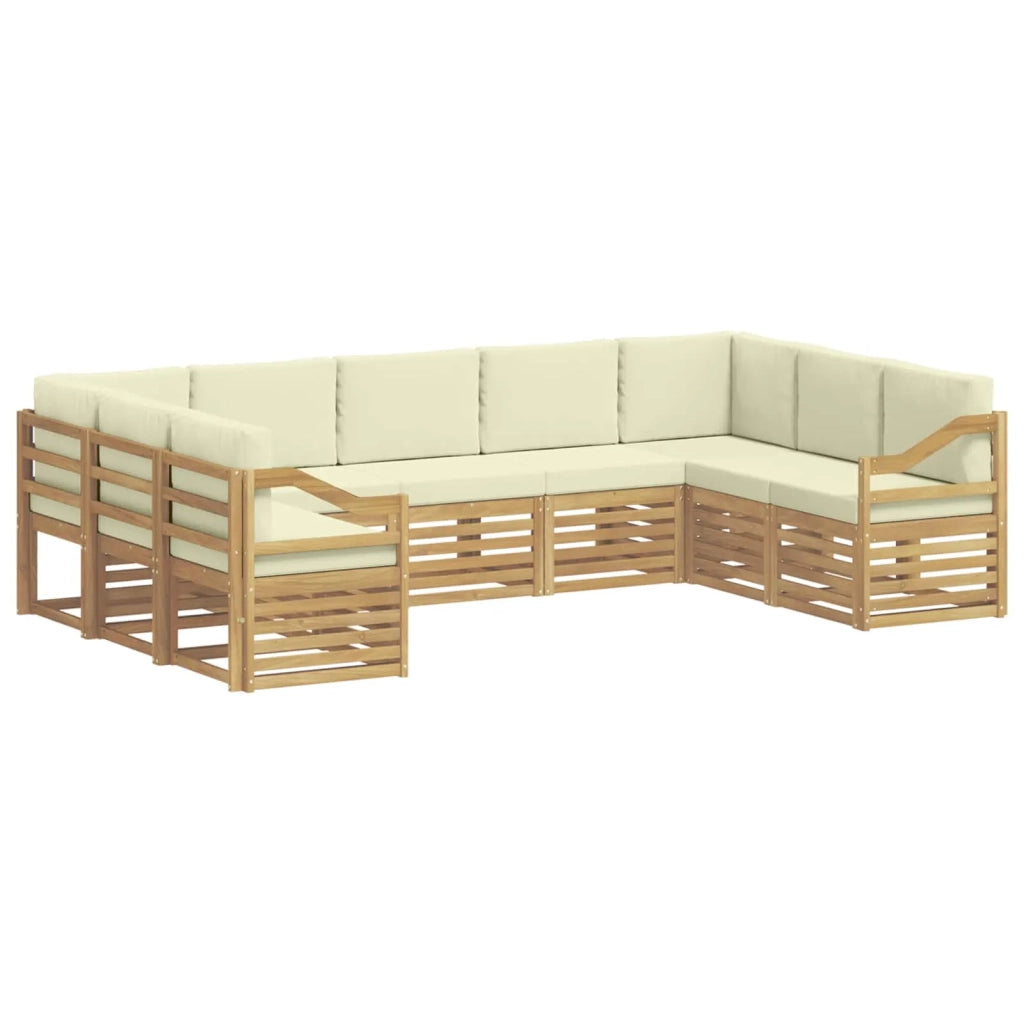 Set divano sezionale 9 pcs Bianco e Crema Poliestere 3392520