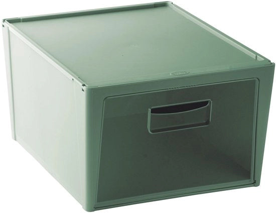 Contenitore di Stoccaggio 15 l - Contenitore di Spazio Risparmiato in Plastica - Organizzatore con Porta Transparente - 37 x 27,7 x 33 cm - Per Interno ed Esterno - Ideale per Abbigliamento e Giochi - Contenitore di Stoccaggio