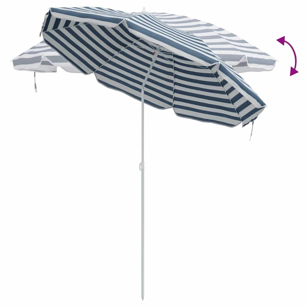 Ombrellone da spiaggia rotondo moderno 263 x 263 x 272 cm portatile e resistente realizzato in poliestere blu 02_0056703