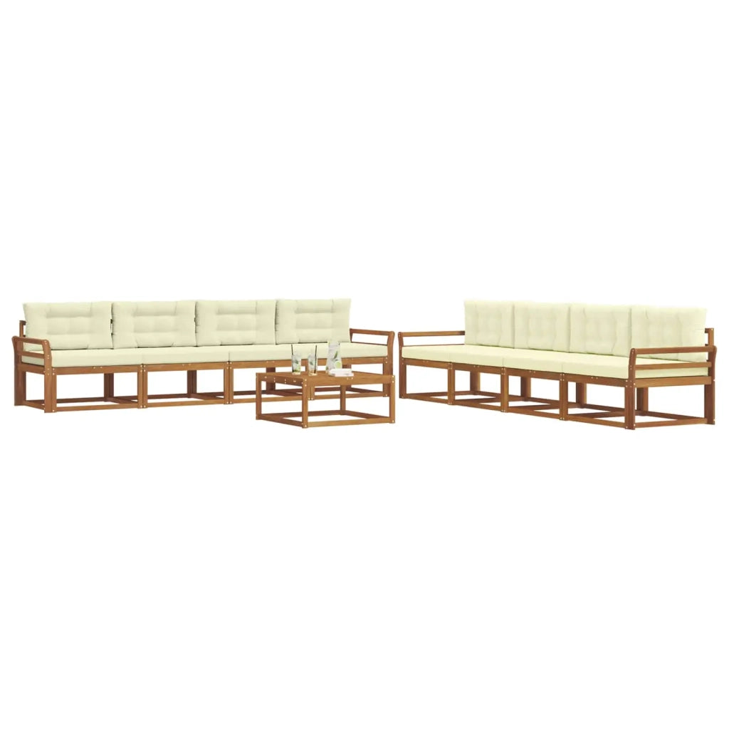 Set di divani da esterno con cuscino 9 pcs Naturale e Crema 3367368