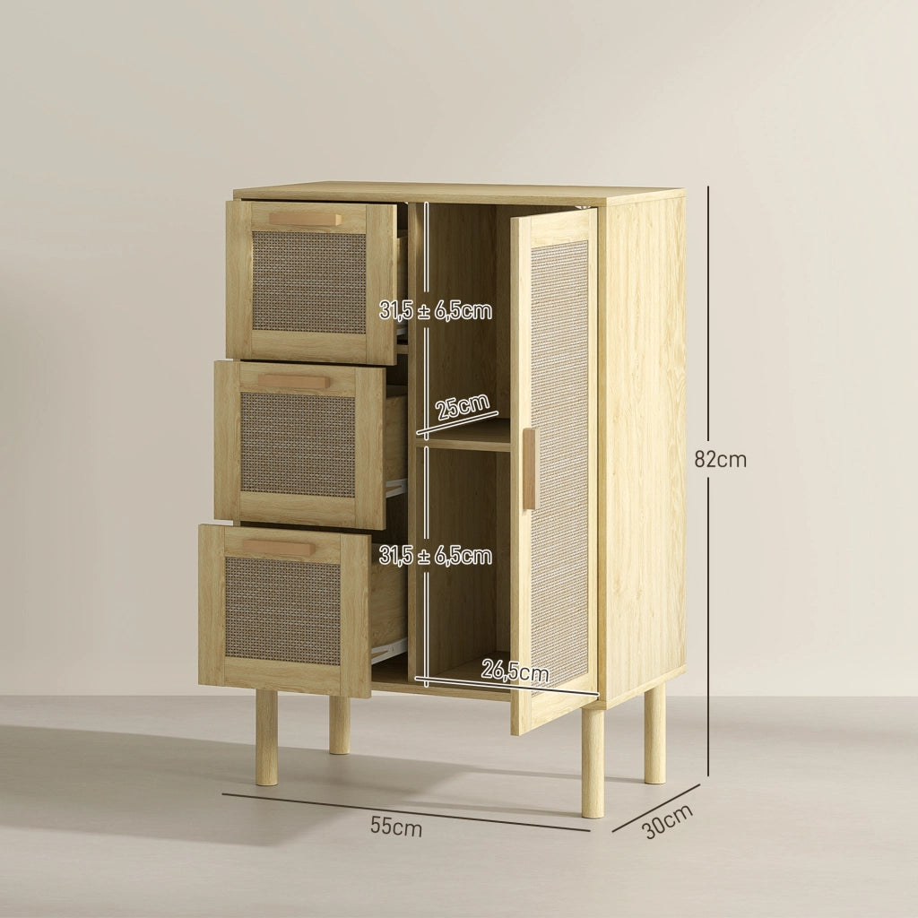 Armadio con cassetti e ripiani ¨C zephmum ¨C rotin tessuto, bianco, 55x30x82 cm