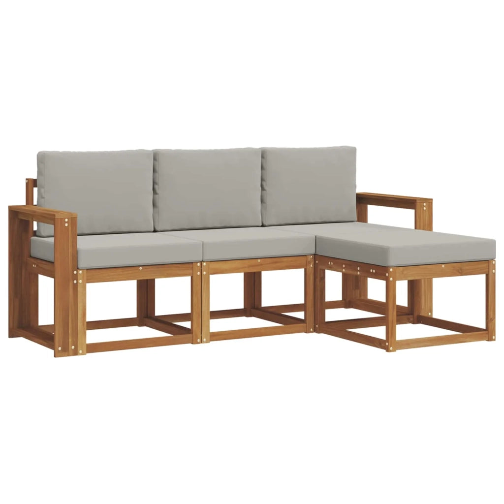 Set di divani da esterno 4 pcs Grigio Naturale e Chiaro