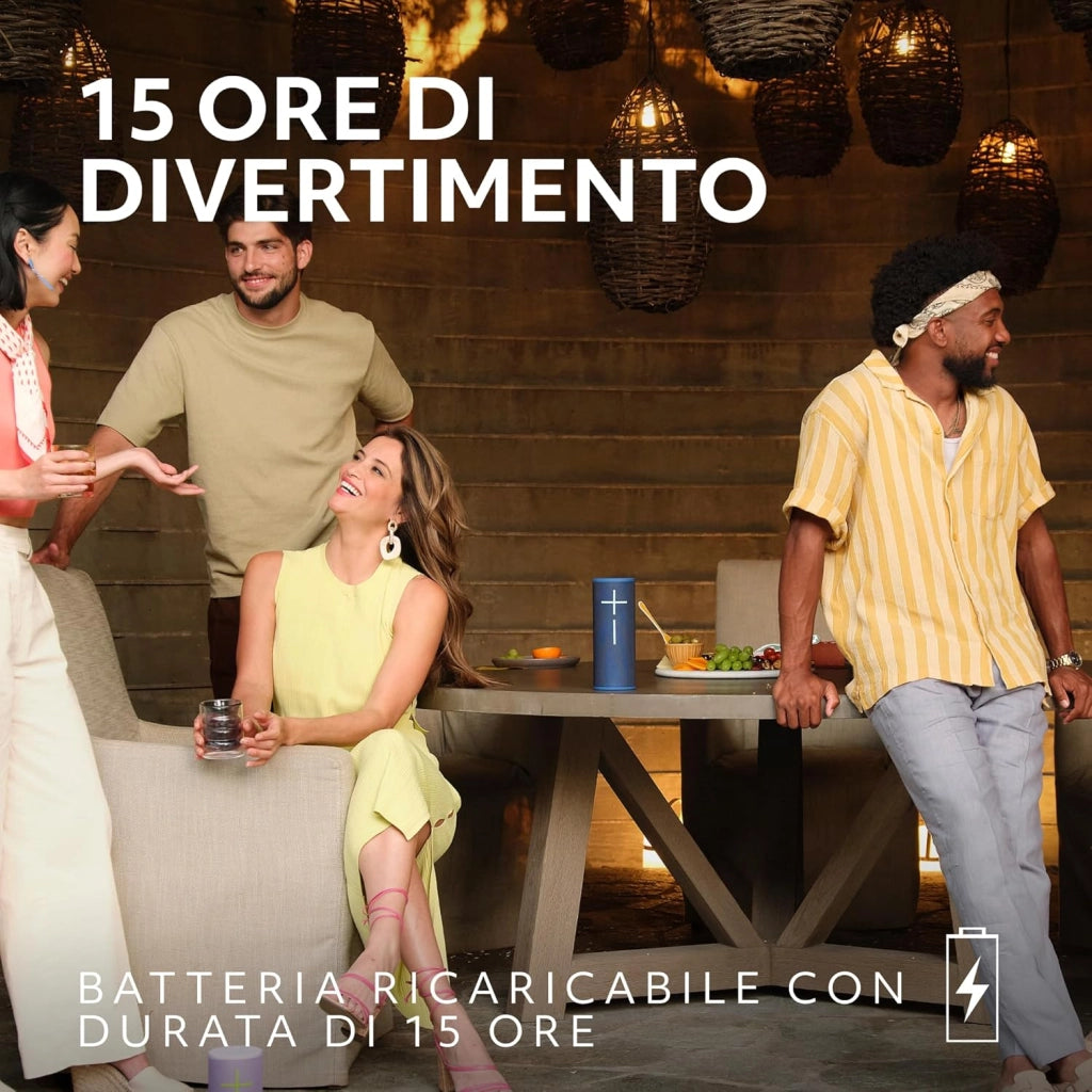 Ultimate Ears BOOM 4, altoparlante portatile Bluetooth, impermeabile e galleggiante, con suono a 360° potente, avvolgente e cristallino, 15 ore di batteria e raggio d’azione di 45 m, USB-C - Blu
