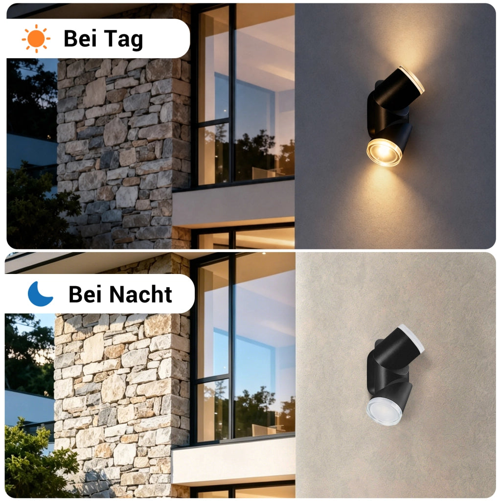 ZMH Lampada da Parete Esterno LED 10W Nero 3000K Impermeabile  IP65 per Terrazza Ingresso Corridoio