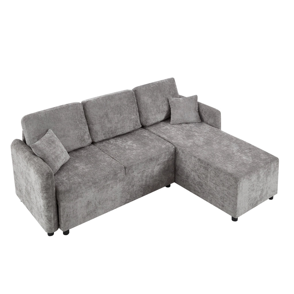 Divano angolare 3 posti con area relax a L in ciniglia grigio