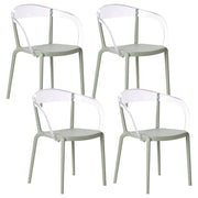 Set di 4 sedie da giardino verde chiaro Materiale sintetico Plastica Interno Esterno Giardino con braccioli Sala da pranzo Stile moderno minimalista