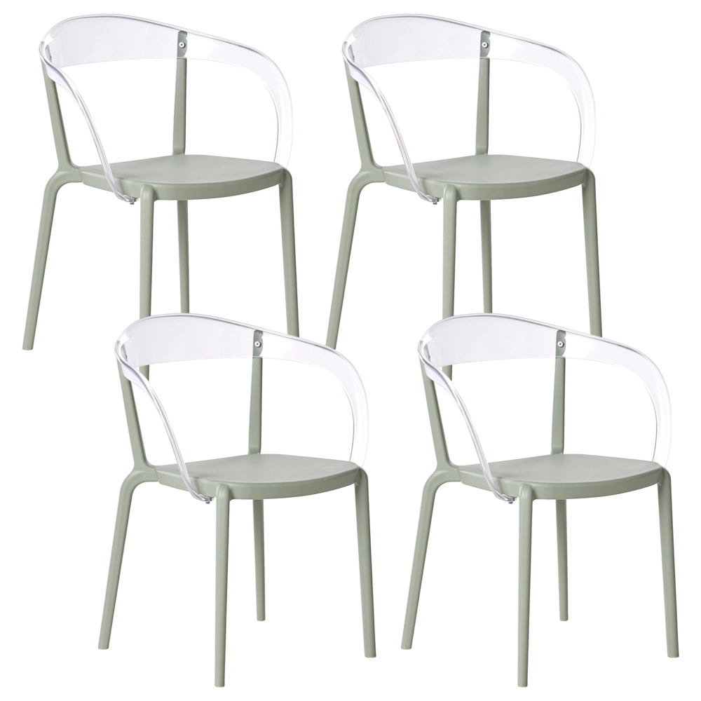 Set di 4 sedie da giardino verde chiaro Materiale sintetico Plastica Interno Esterno Giardino con braccioli Sala da pranzo Stile moderno minimalista