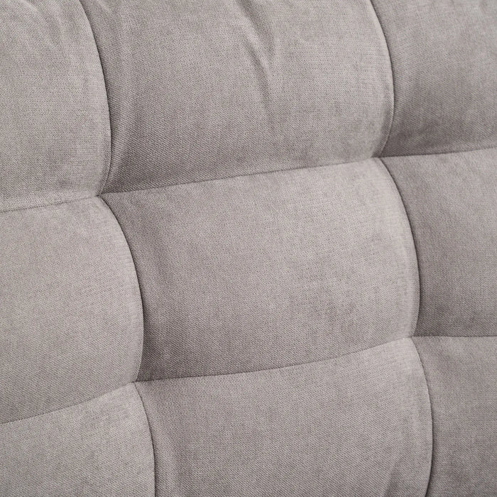 Divano Letto 3 Posti con Chaise Longue Contenitore 217x134x85 cm in Tessuto Effetto Lino Grigio