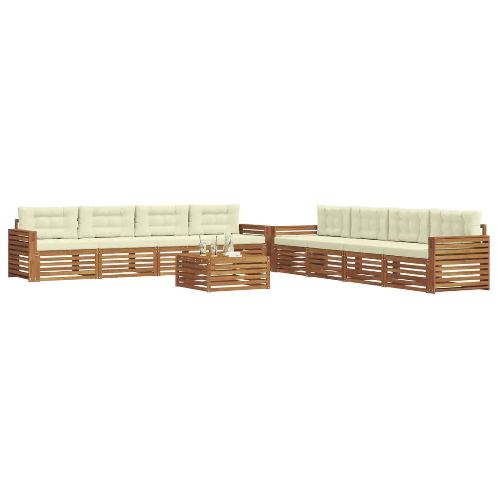 Set di divani da esterno con cuscino 9 pcs Naturale e Crema