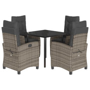 Set da Pranzo da Giardino 5 pz con Cuscini in Polyrattan Grigiocod mxl 111027