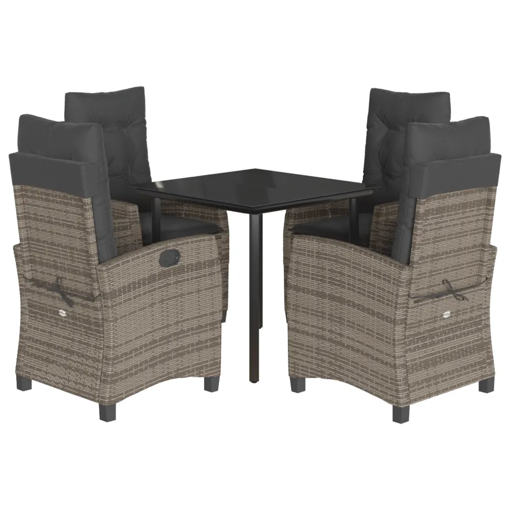 Set da Pranzo da Giardino 5 pz con Cuscini in Polyrattan Grigiocod mxl 111027