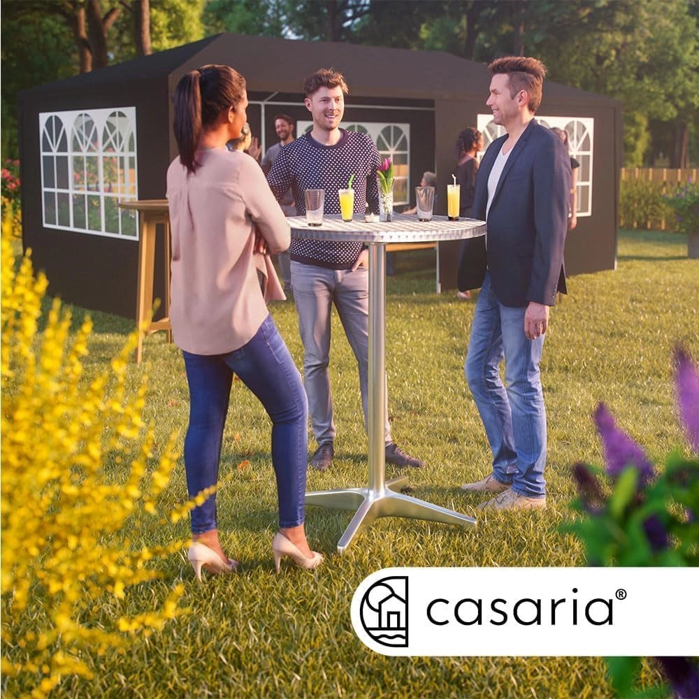 Set di 2 Tavoli da Bar Pieghevole Regolabile 70cm / 115cm Alluminio Rotondo Ø 60cm Tavolo Giardino Bistrot