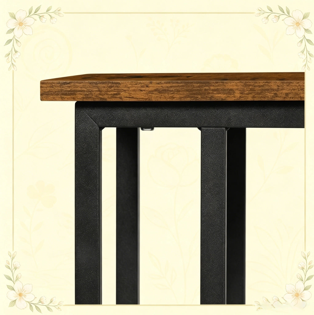 Tavolino Laterale a C Rustico Marrone con Ripiano, 55 x 59,5 x 36 cm