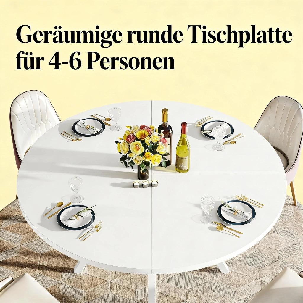 TAVOLO da pranzo rotondo Ø 119,4 cm bianco in metallo e legno