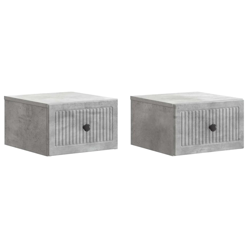 Mobiletto da notte a muro con cassetto 2 pcs Grigio Cemento 897922