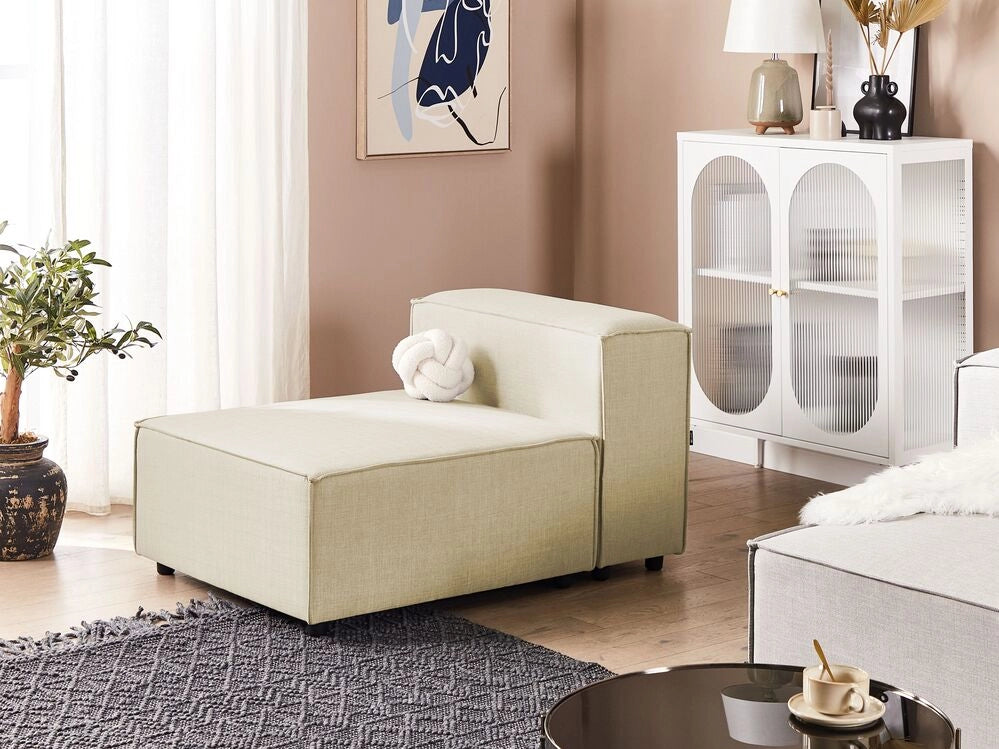 Poltrona modulare 1 posto rivestimento lino beige e gambe nere soggiorno stile moderno