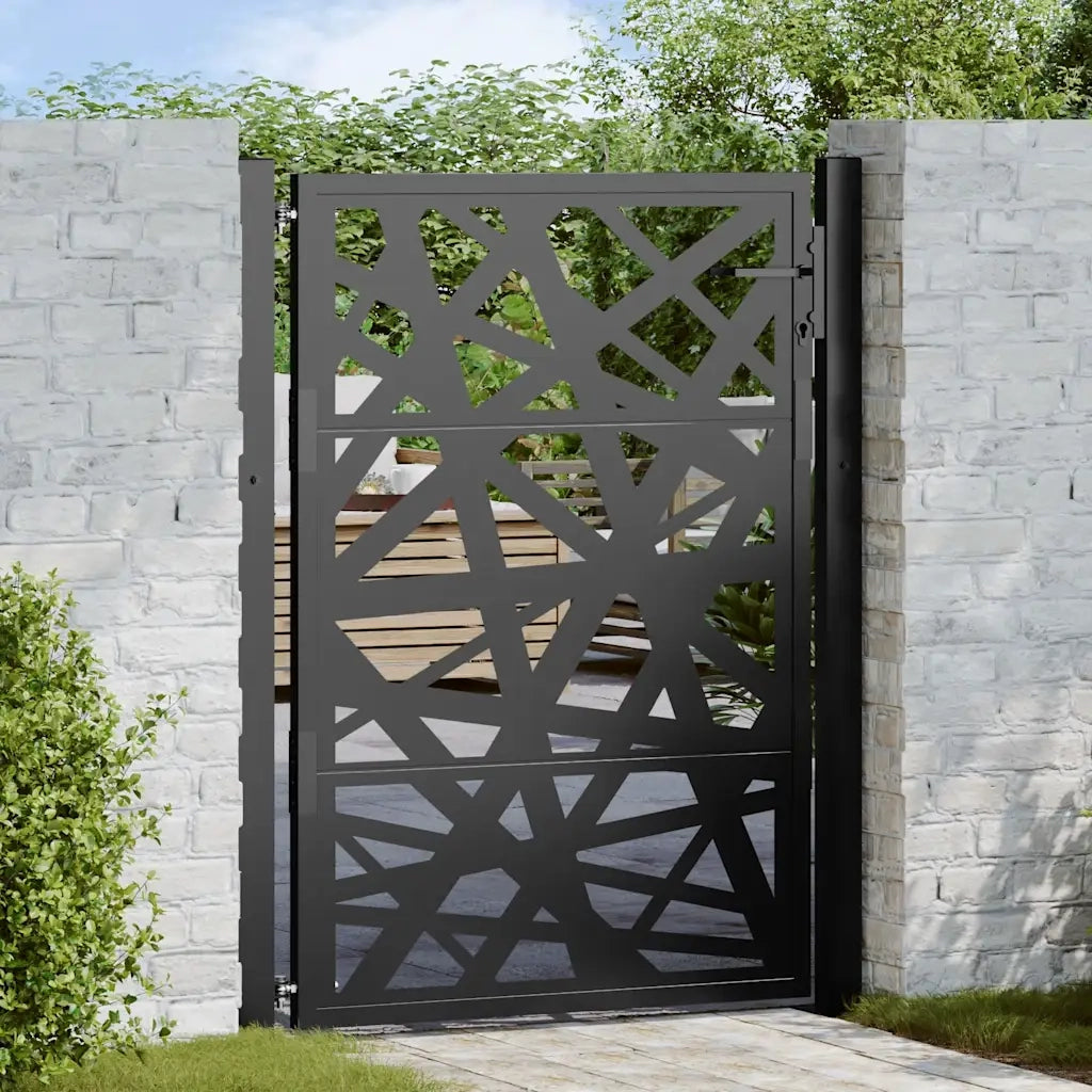 Cancello da giardino nero 100x125 cm in acciaio design leggero 4100950