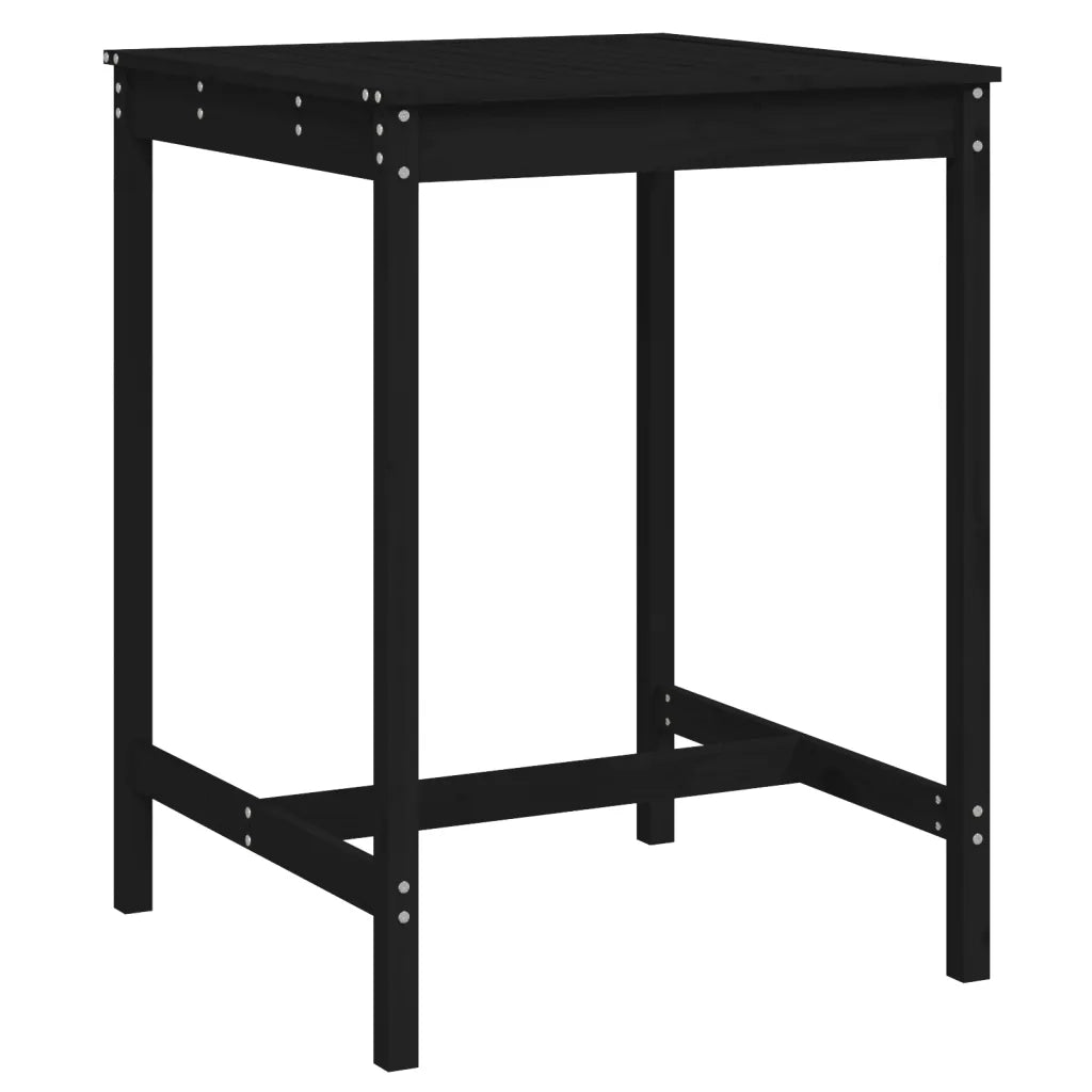 Tavolo da Giardino | Tavolino da esterno Nero 82,5x82,5x110cm Legno Massello di Pino