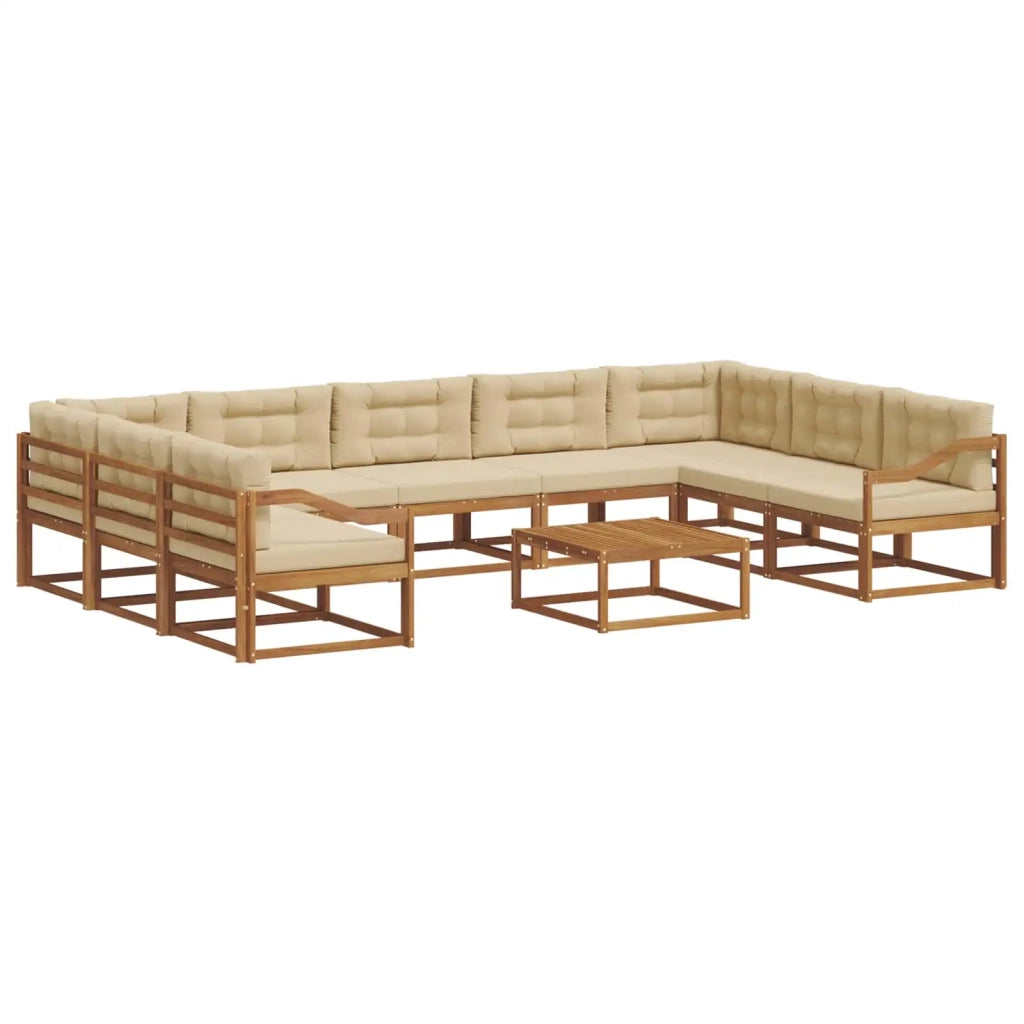Set di divani da esterno con cuscino 10 pcs Naturale e Beige 3368221