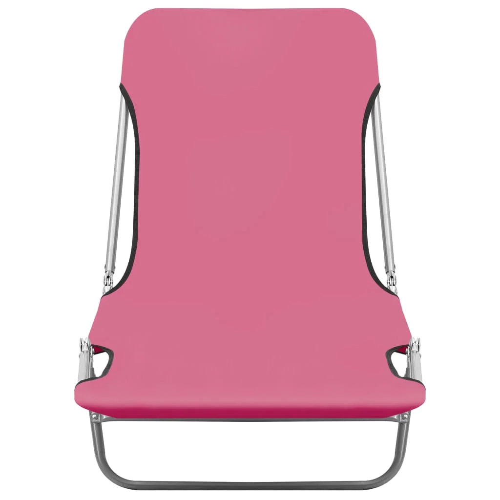 Lettini prendisole pieghevoli 2 pezzi acciaio e tessuto rosa 02_0011937