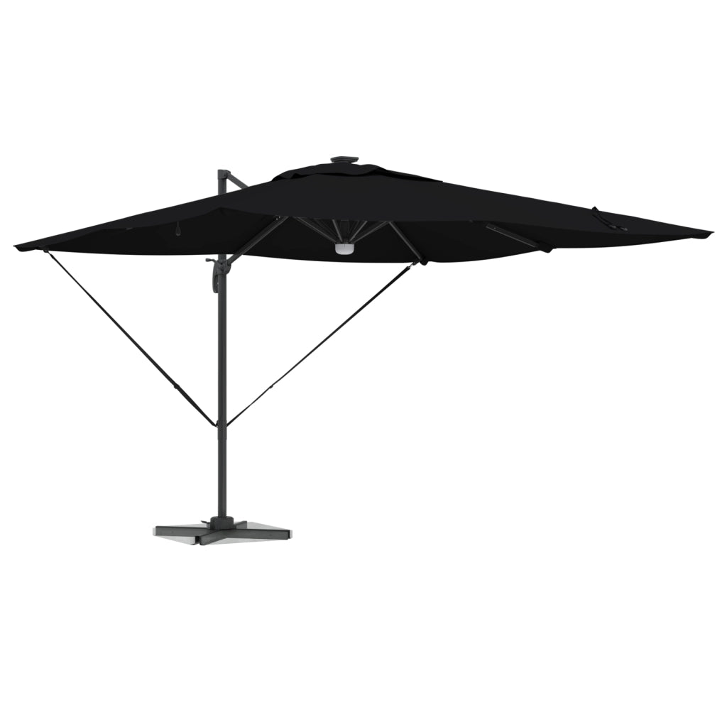 Ombrellone Roma a sbalzo con LED neri 286x285x270 cm Alluminio