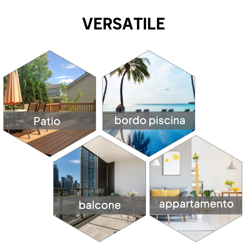 Set 2 Sedie da Giardino Pieghevoli con Braccioli in Metallo e Texteline, 58x64x94cm, Nero