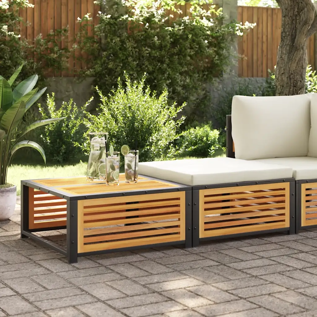 Tavolino da Giardino-Tavolo da Esterno con Sgabello in Legno Massello di Acacia 947869