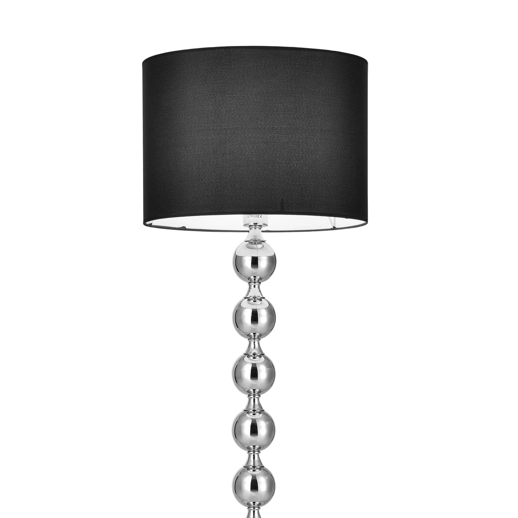 Lampada da Terra con Paralume Cilindrico e Sfere Decorative - Nero/Color Cromo lux.pro