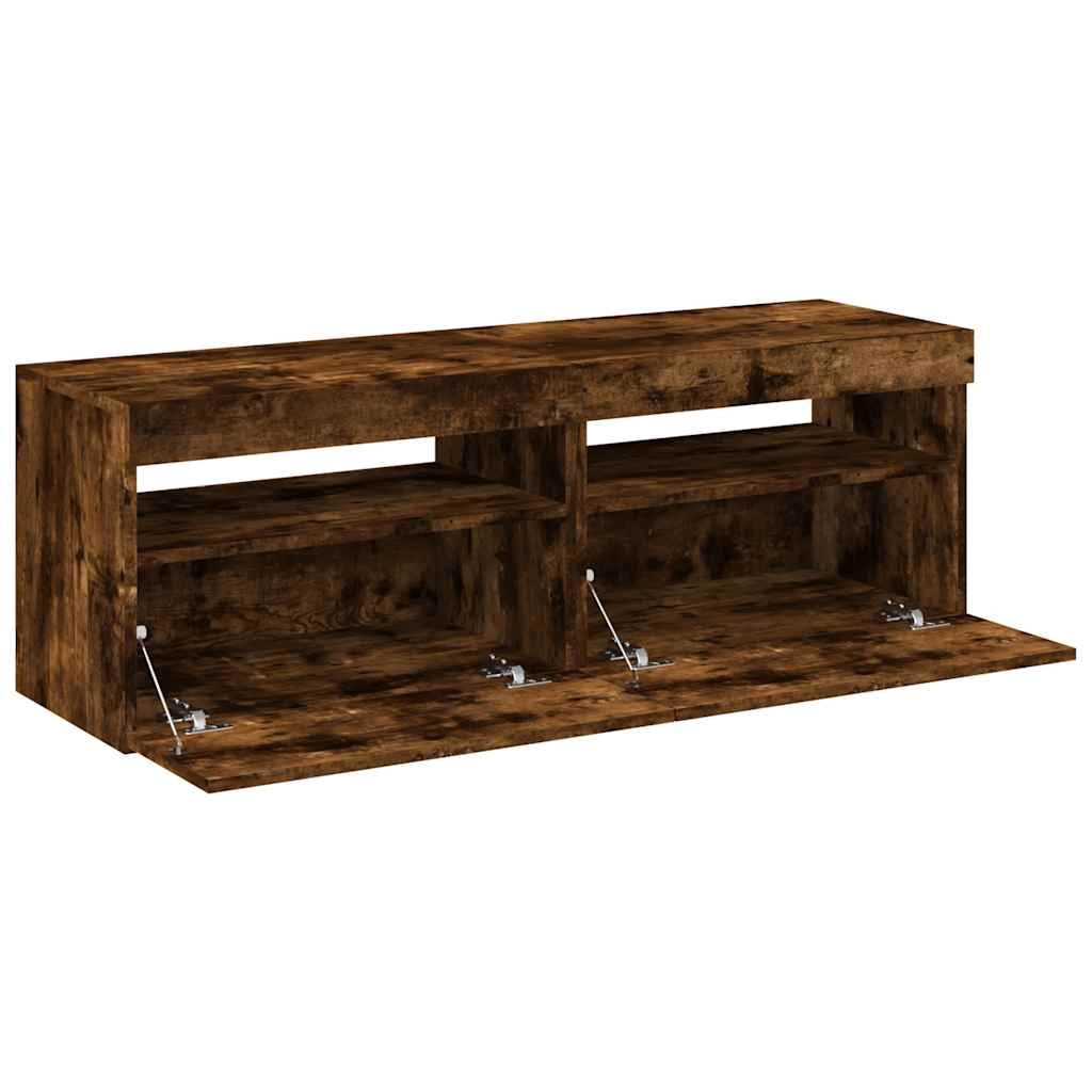 Mobile TV multimediale scaffale TV credenza mobile TV sala da pranzo soggiorno camera da letto 2 pezzi con luci LED rovere affumicato 60 x 35 x 40 cm marrone 02_0028577