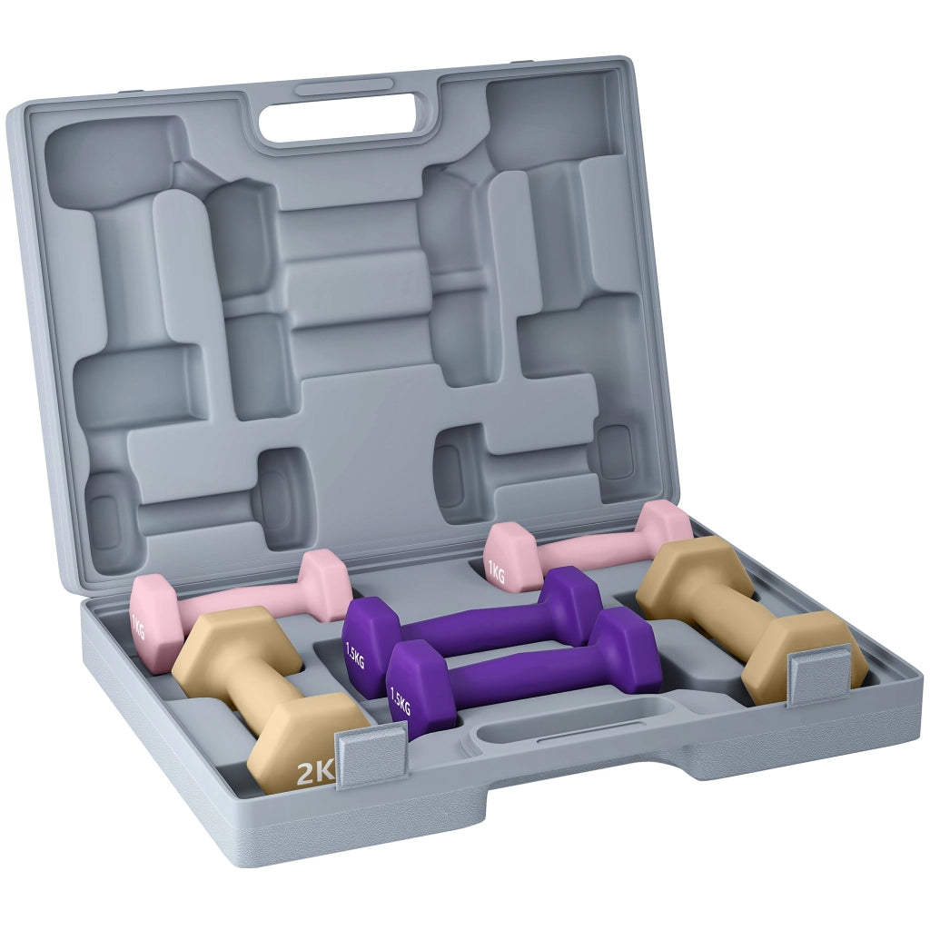 Set di Manubri Pesi Fitness da 9 kg con Impugnatura Antiscivolo e Valigetta, Multicolore