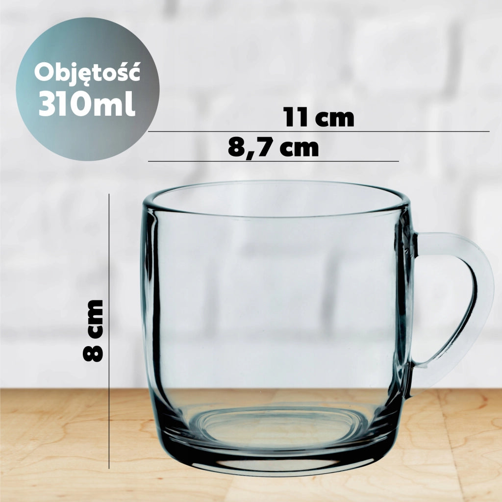 Bicchiere KADAX per caffè, tè, bevande, succhi di frutta, acqua con manico, 310 ml.