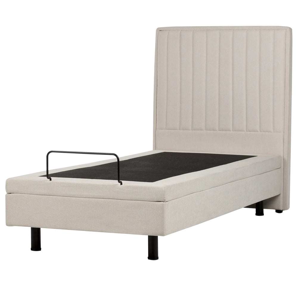 Letto Tessuto Beige chiaro Elettrico Regolabile con Telecomando 90 x 200 cm