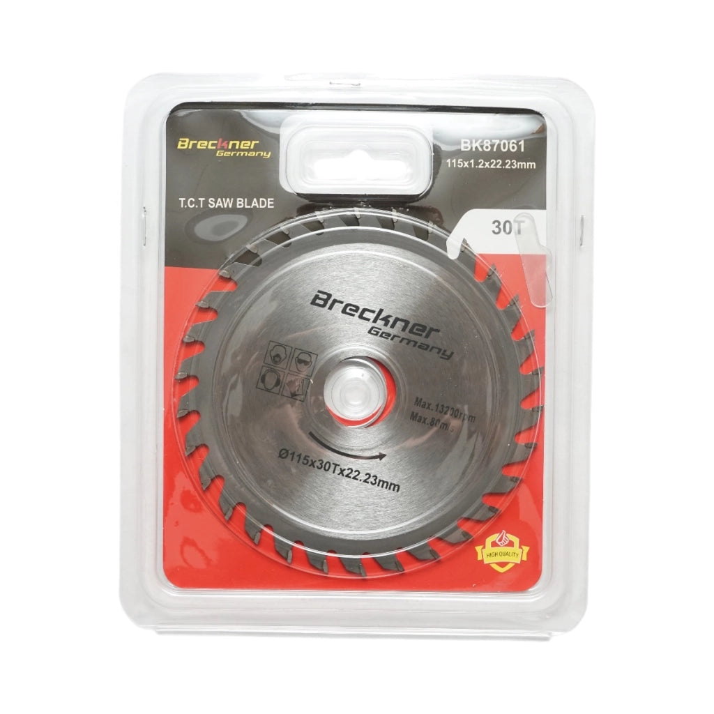 Disco circolare in widia per legno 115×1,2×22,23 mm, 30 denti, velocità massima 13.200 rpm Breckner Germany