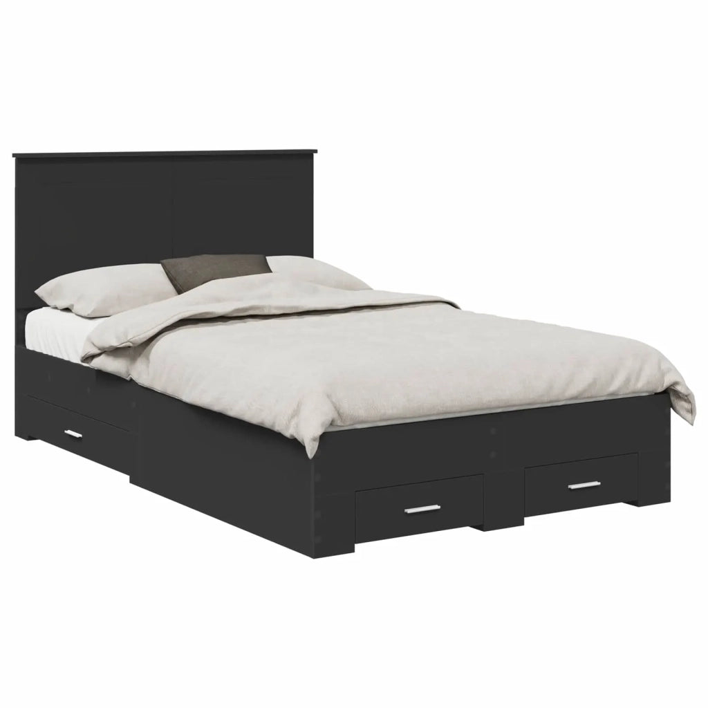 Struttura del letto Nero 135 x 190 cm Legno multistrato