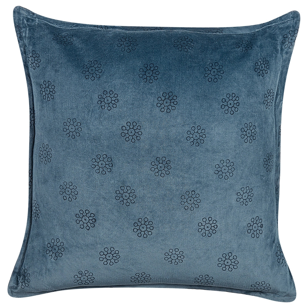 Set di 2 cuscini in velluto con motivo geometrico 45x45 cm blu scuro soggiorno camera da letto stile boho