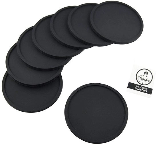 Supporti in Silicone per Bar, Woonkamer, Keuken - 8 Pezzi, Nero, Set di Supporti in Vetro