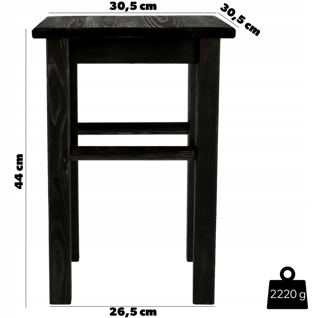 Sgabello da cucina in legno KADAX, 43,5 cm, nero massello.