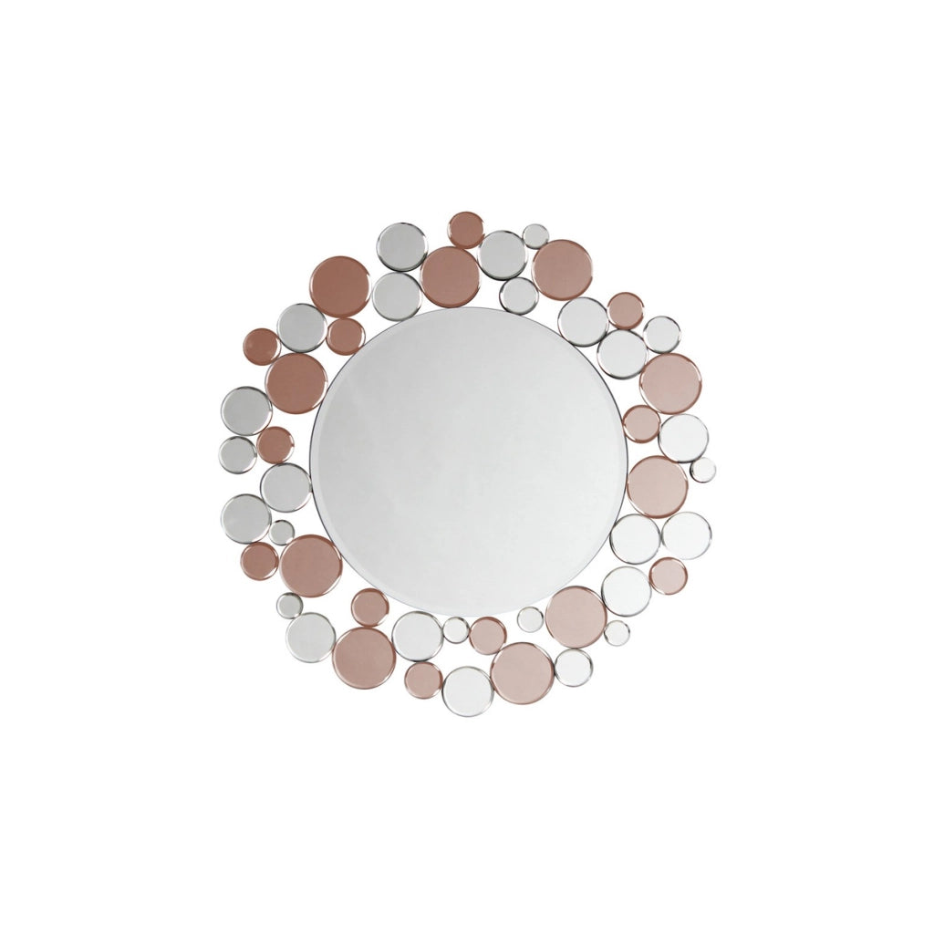 Specchio da parete Bubble tondo in argento e rose'