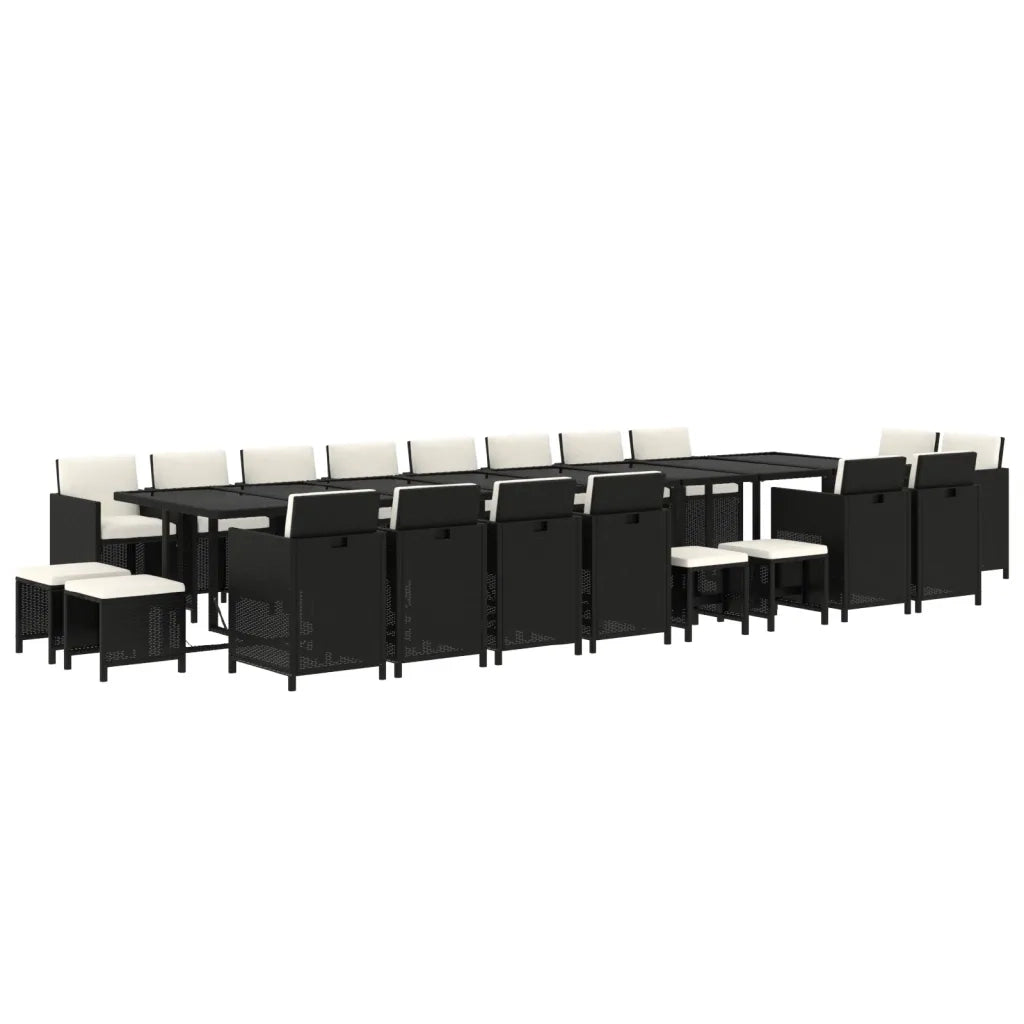 Set da Pranzo da Giardino 21 pz con Cuscini in Polyrattan Nero cod mxl 42577
