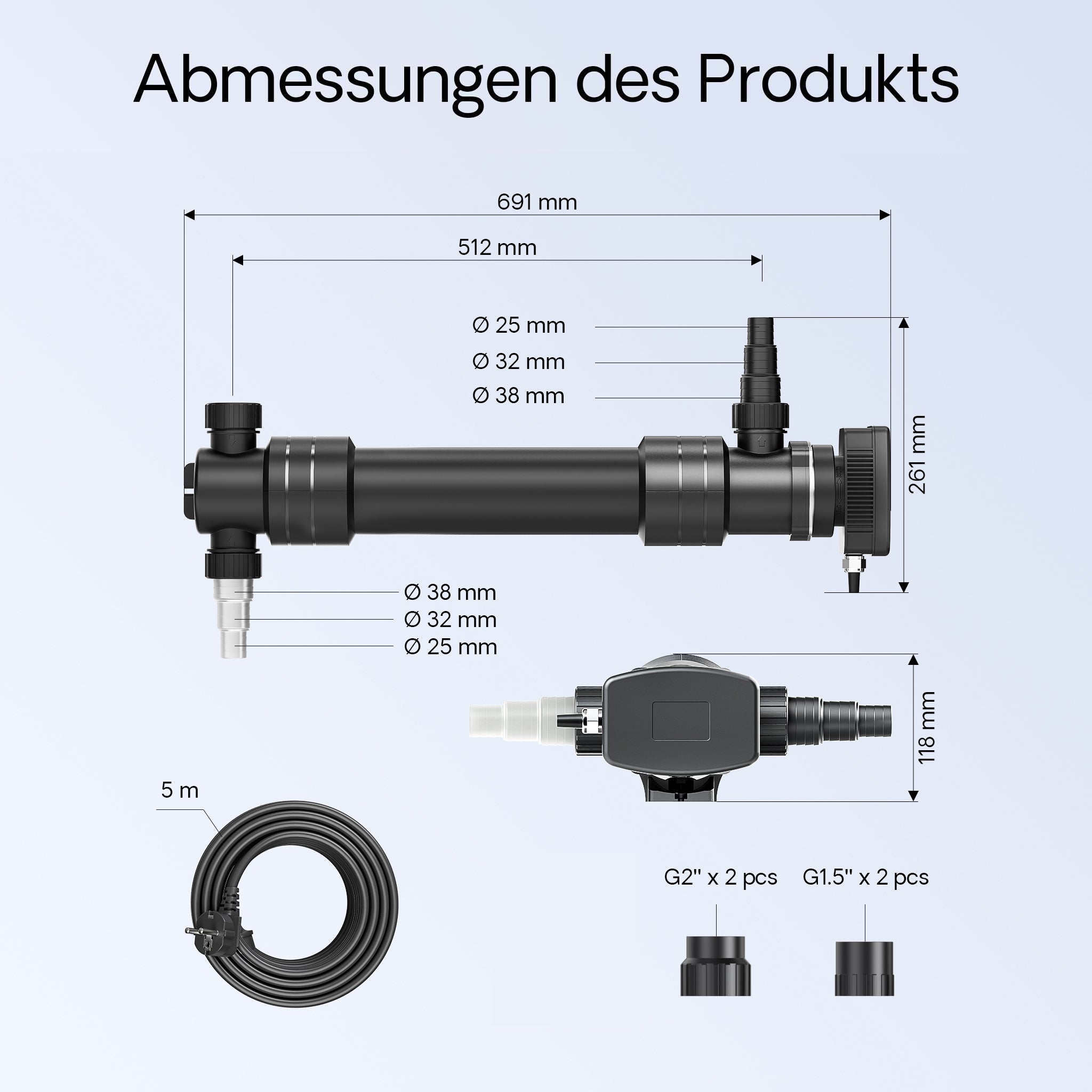 CUV-672 Chiarificatore acqua per laghetti 55W Sterilizzatore UVC