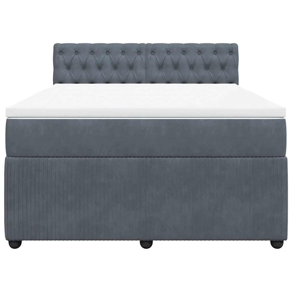 Giroletto a Molle con Materasso Grigio Scuro 140x200 cm Velluto