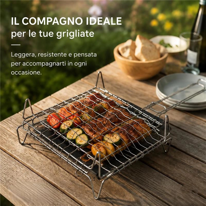 GRATICOLA BOMBATA CON PIEDINI IN ACCIAIO DIMENSIONI 40X45CM