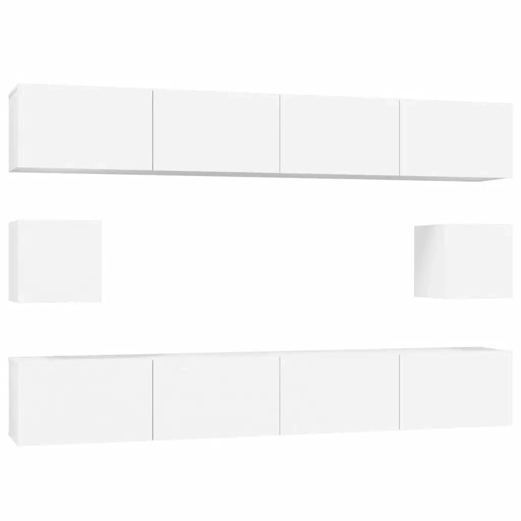 Set di Mobili Porta TV 6 pz-Set di 6 Credenza per TV Bianco in Legno Multistrato 496755