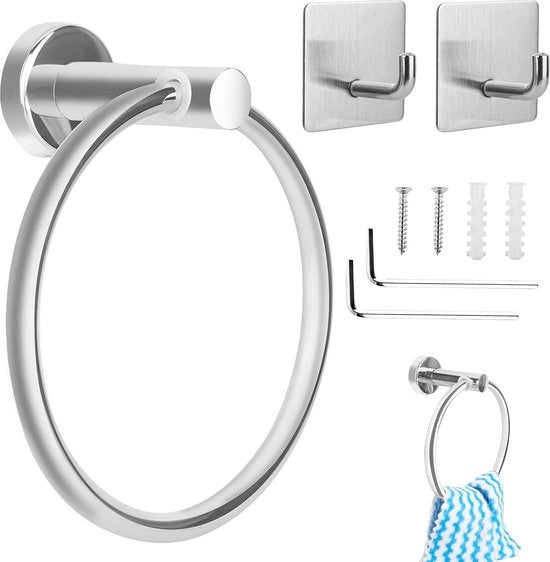 Manicotto per asciugamani a vite, asciugamani a vite in acciaio inossidabile, asciugamani a vite da forare, asciugamani a vite cromati, asciugamani a vite per bagno, hardware per bagno da fissare al muro con 2 ganci per muro per bagno, cucina, toilette