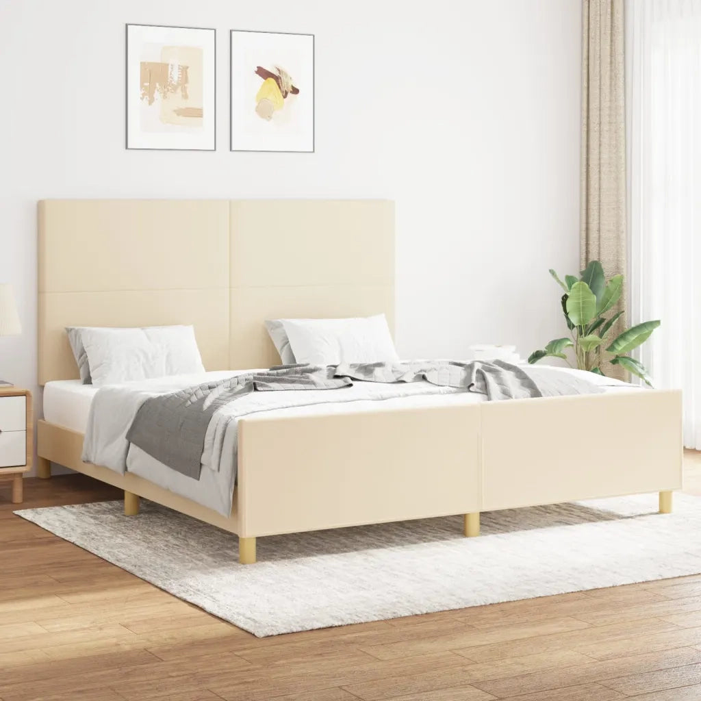 Giroletto senza Materasso Crema 160x200 cm in Tessuto