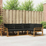Set di divani da esterno con cuscino 4 pcs Naturale e Nero
