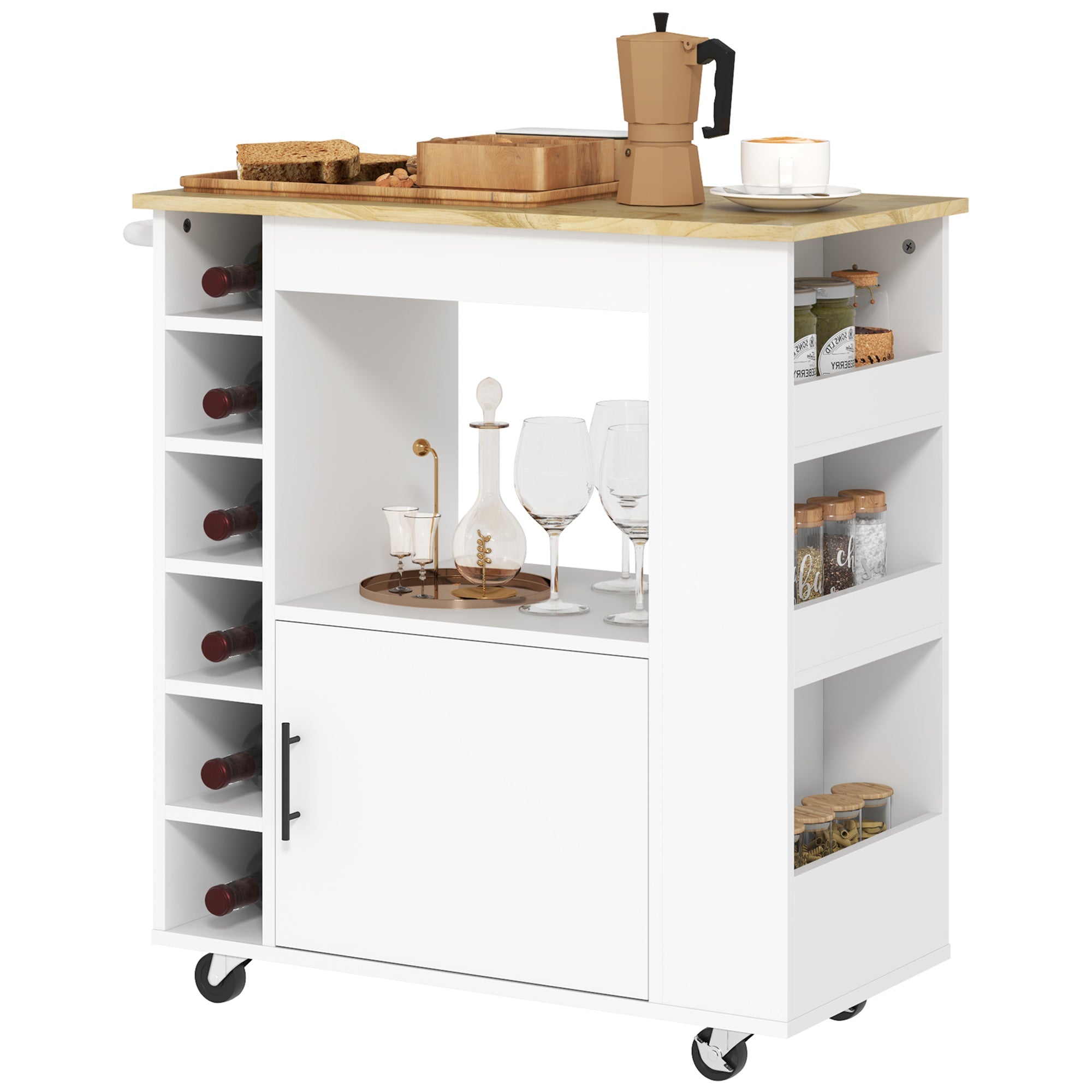 Carrello da Cucina 83x40x83 cm Armadietto e Portabottiglie Rovere