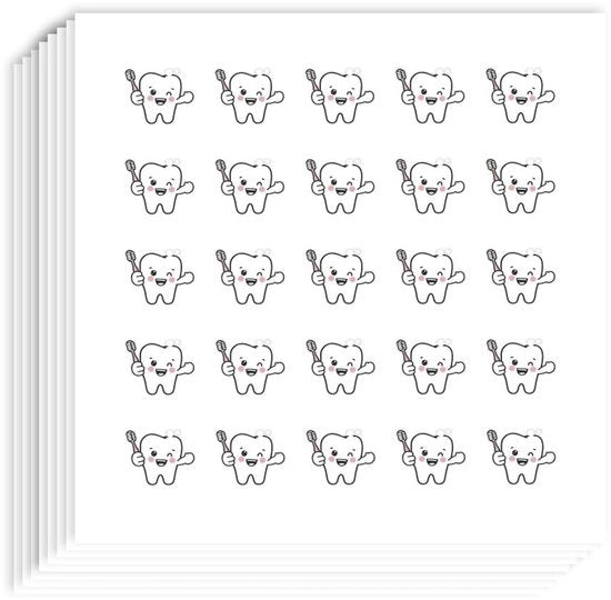 Stickers per Tandenborstel 500 pezzi - Stickers autoadesivi - Stickers per Tandarte - Papiro per Scrapbook - Stickers per Tandtrainings - Attività fai da te - 1,1 x 1,5 cm - Stickers per Scrapbook